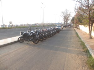 15 KTM bikes parked together